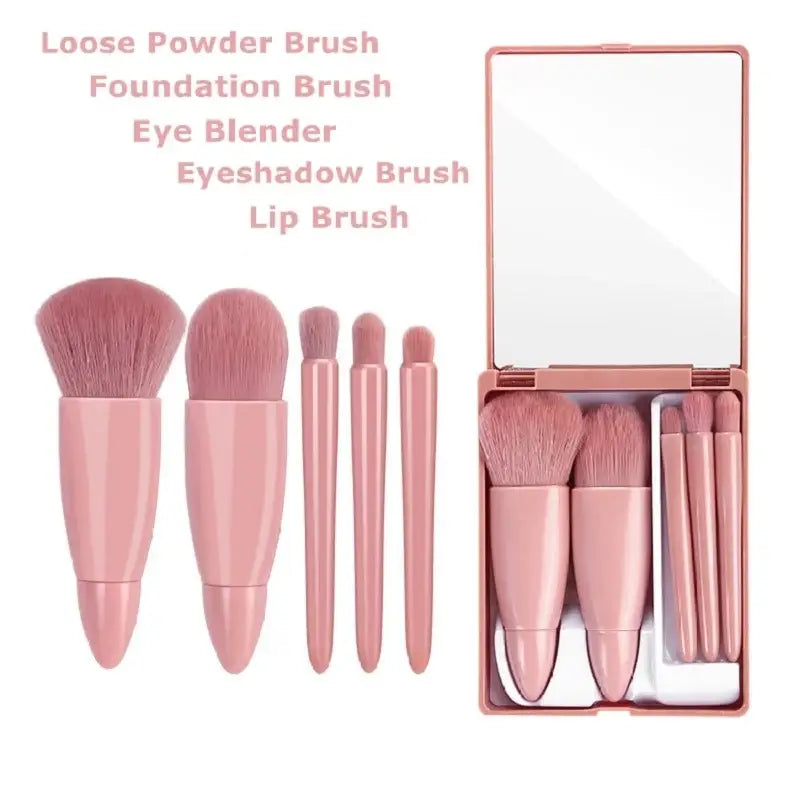 5pcs Travel Size Makeup Brushes Set Mini Makeup Brushes Small Complete Function Cosmetic Brushes Kit With Case