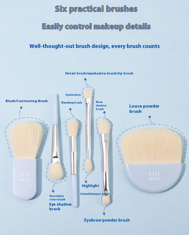 Portable Brush Suit Soft Bristle Beauty Tools For Beginners