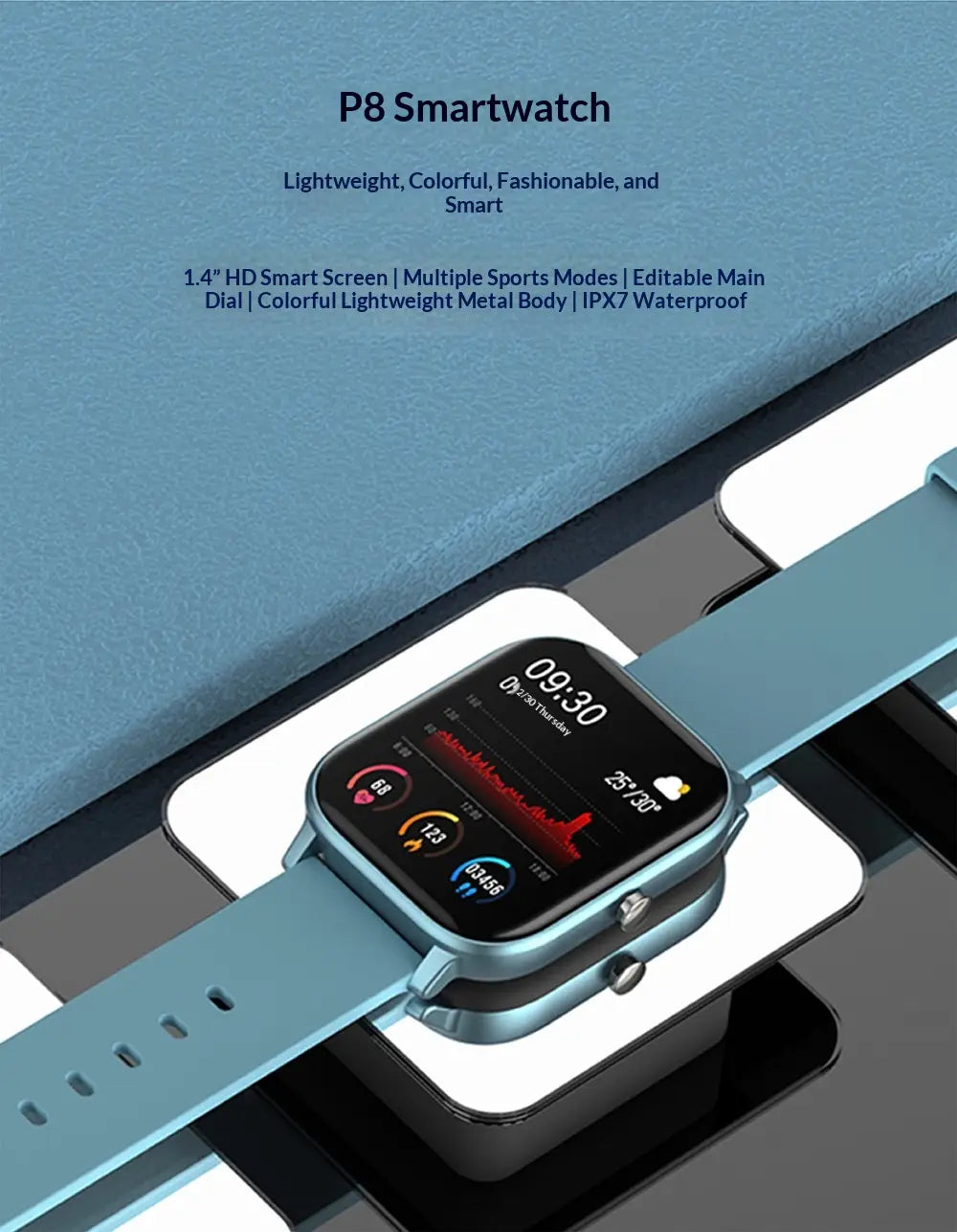 All-touch Smartwatch Bracelet With Heart Rate And Blood Pressure Monitoring
