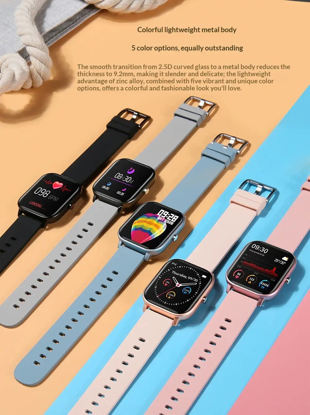 All-touch Smartwatch Bracelet With Heart Rate And Blood Pressure Monitoring