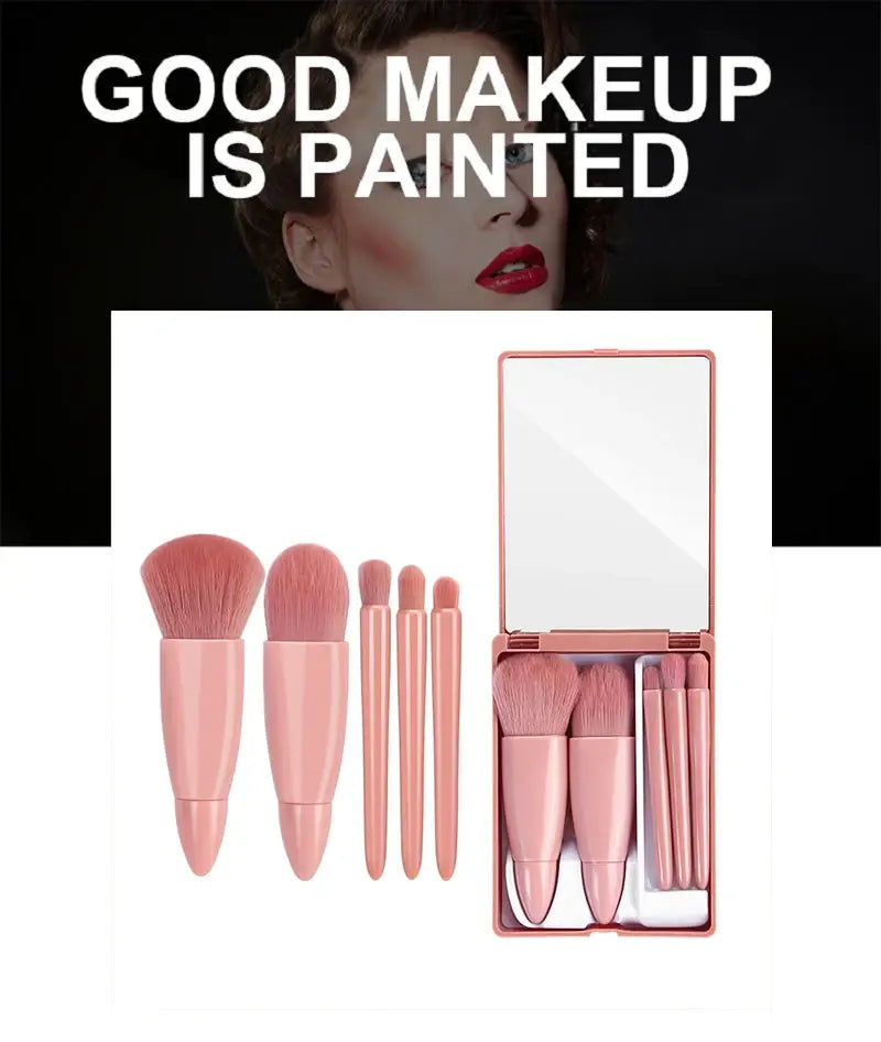 5pcs Travel Size Makeup Brushes Set Mini Makeup Brushes Small Complete Function Cosmetic Brushes Kit With Case